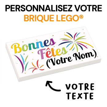 "Bonnes Fêtes" à personnaliser - imprimée sur Brique Lego® 2X4 - Blanc