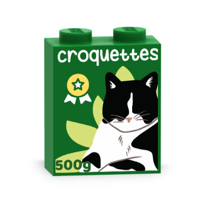 Paquet de Croquette pour chat imprimé sur Brique Lego® 1X2X2