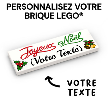 Joyeux Noël à personnaliser - imprimée sur Brique Lego®  2X6 - Blanc