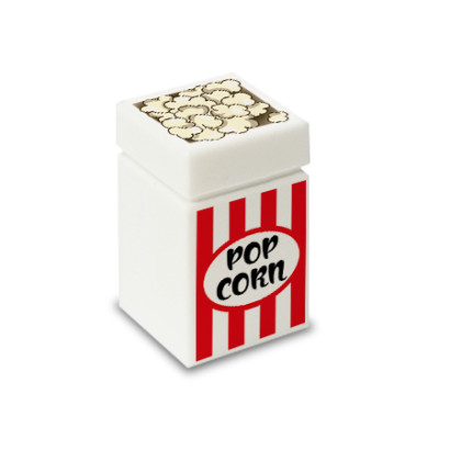 Popcorn-Box gedruckt auf Lego®-Stein 1X1 - Weiß