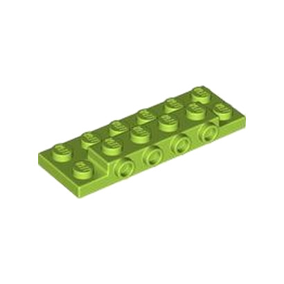 LEGO 6438647 PLATE 2X6X23 W 4 HOR. KNOB - BRIGHT YELLOWISH GREEN