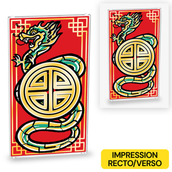 Vitre dragon chinois recto/verso sur vitre Lego® 1x4x6