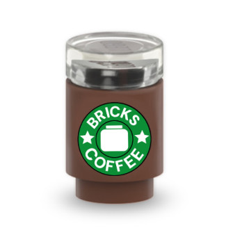 Hot Chocolate "Bricks Coffee" printed on Lego® 1X1 brick - Reddish Brown
