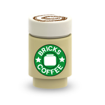 Cappuccino "Bricks Coffee" imprimé sur Brique Lego® 1X1 - Beige