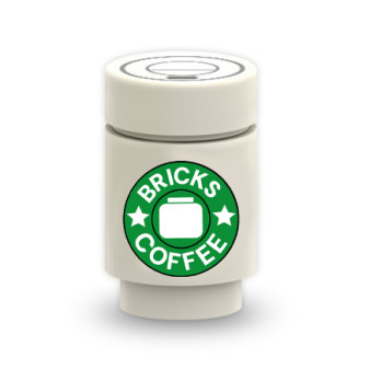 Café "Bricks Coffee" imprimé sur Brique Lego® 1X1 - Blanc