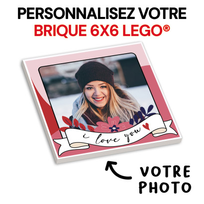 Cadre "I love you" à personnaliser - imprimée sur Brique Lego® 6x6 - Blanc