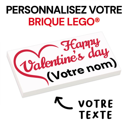 "Happy Valentine's day" à personnaliser - imprimée sur Brique Lego® 2X4 - Blanc