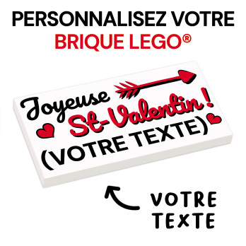 "Joyeuse St-Valentin" à personnaliser - imprimée sur Brique Lego® 2X4 - Blanc