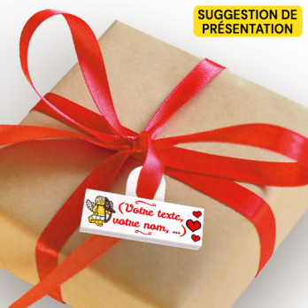 Attache étiquette cadeau Cupidon à personnaliser - imprimée sur Brique Lego® 2X6 - Blanc