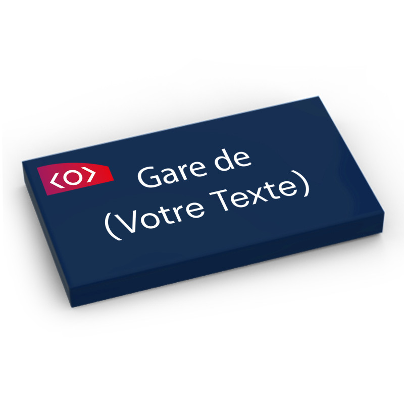 'Gare de' to personalize - printed on Lego® Brick 2X4 - Earth Blue
