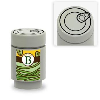 Boite de conserve Haricot Vert "BonBrick" imprimé sur Brique Lego® 1X1