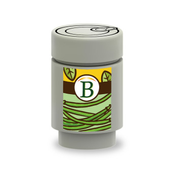Boite de conserve Haricot Vert "BonBrick" imprimé sur Brique Lego® 1X1
