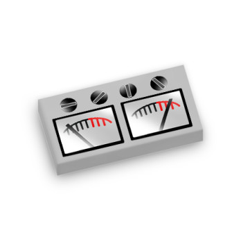 Volume Display Sound Recorder printed on Lego® tile 1X2 - Medium Stone Grey