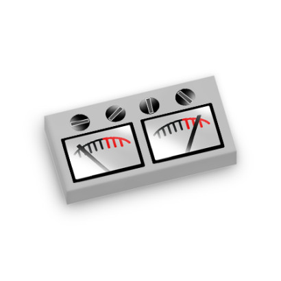 Affichage volume Magnétophone imprimé sur Brique Lego® 1X2 - Medium Stone Grey