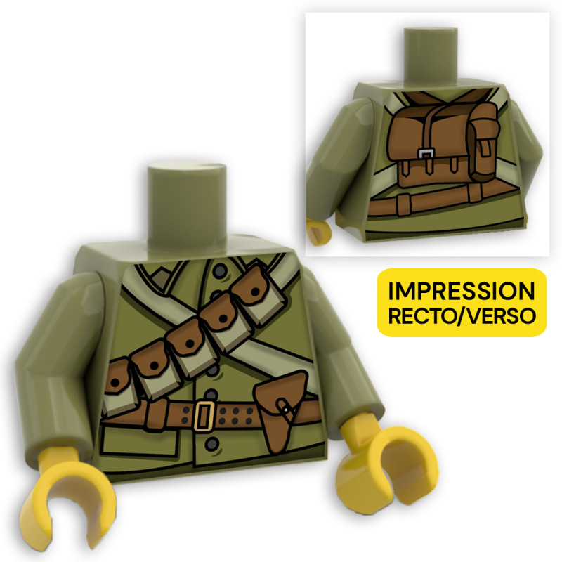 Military Soldier Torso 0117 printed on Lego® Torso - Olive Green