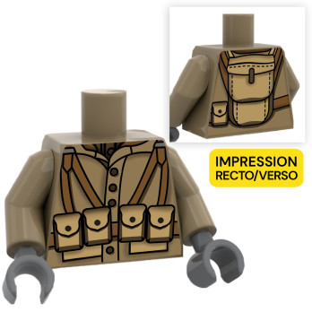 Military Soldier Torso 0125 printed on Lego® Torso - Sand Yellow