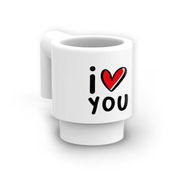 Mug printed 'I Love You' on Lego® mug - White