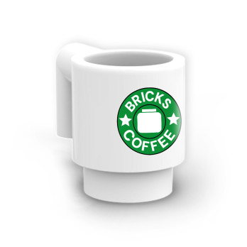 Bricks Coffee printed mug on Lego® mug - White