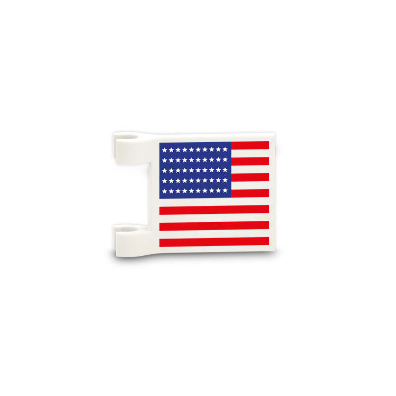 American Flag Printed on Smooth Flat Lego® 2x2 Brick - White