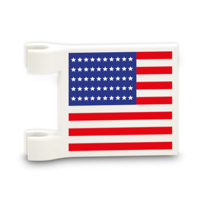 American Flag Printed on Smooth Flat Lego® 2x2 Brick - White