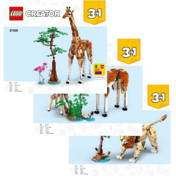 Notice / Instruction Lego Creator 3 en 1 - Les animaux sauvages du safari - 31150