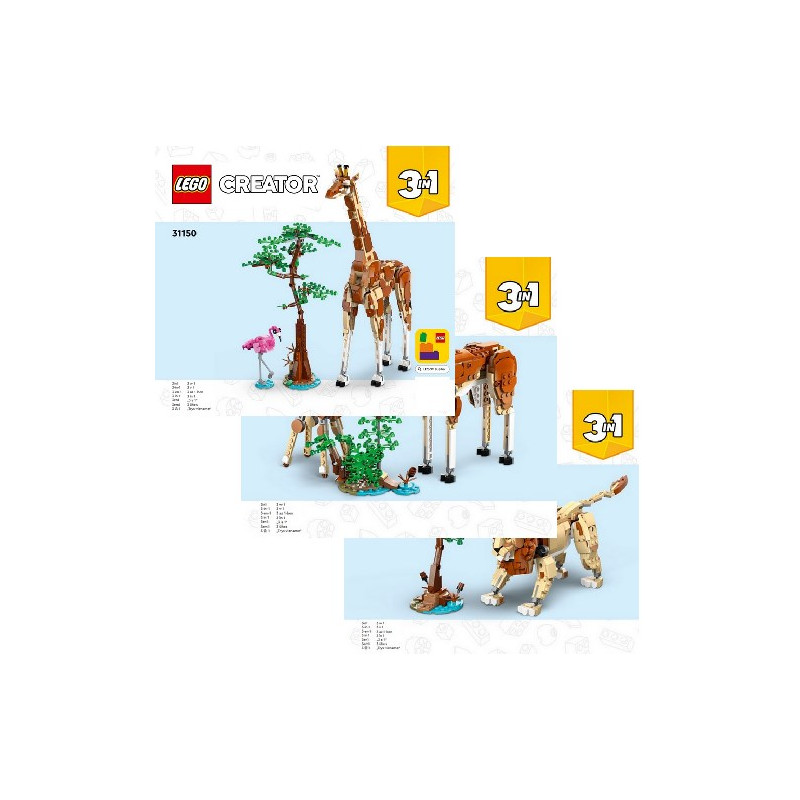 Instruction Lego Creator 3 en 1- Wild Safari Animals - 31150