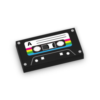 1X2 Lego® Brick Printed Audio Cassette - Black