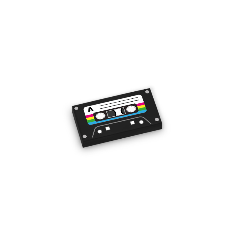 1X2 Lego® Brick Printed Audio Cassette - Black
