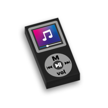 MP3 player printed on Lego® Brick 1X2 - Black