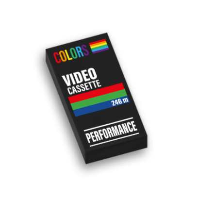 Boite de cassette VHS imprimée sur Brique Lego® 1X2 - Noir