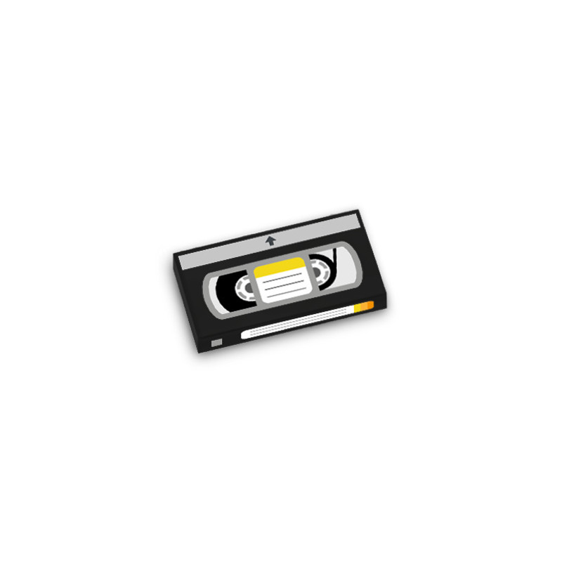 Cassette VHS imprimée sur Brique Lego® 1X2 - Noir