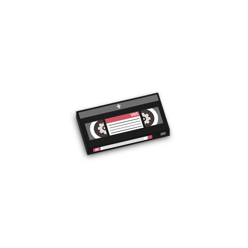 Cassette VHS imprimée sur Brique Lego® 1X2 - Noir