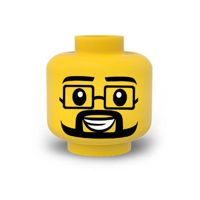 Man face printed on Lego® head - Yellow