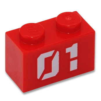 LEGO 6465542 BRIQUE 1X2 IMPRIME POMPIER - ROUGE