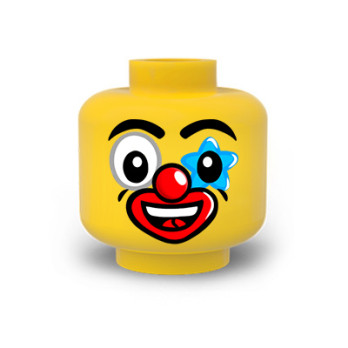Face Makeup Clown Man printed on Yellow Lego® Head