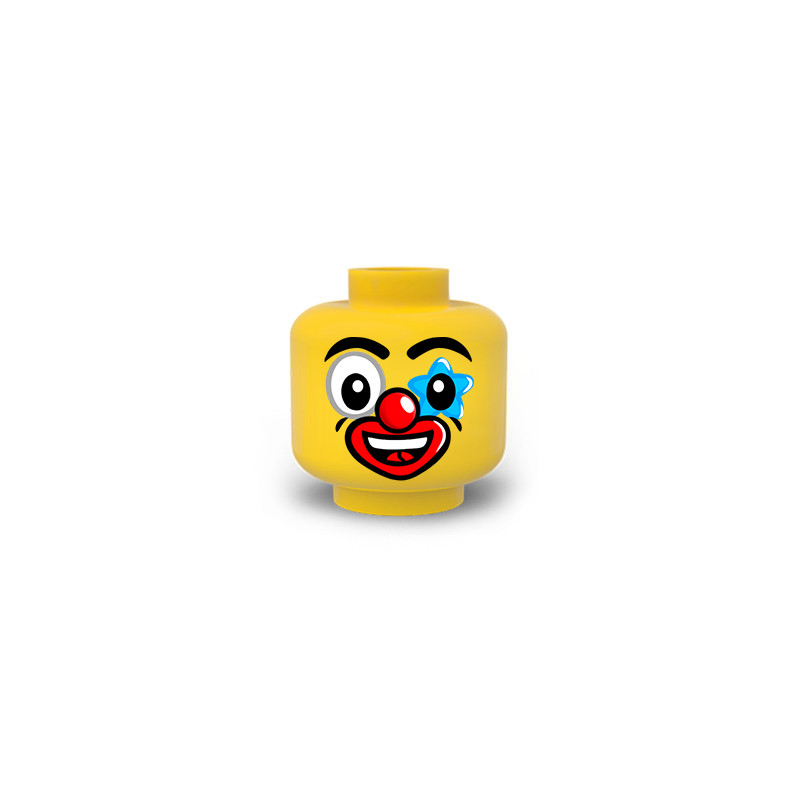 Visage Maquillage Clown Homme imprimé sur Tête Lego® Jaune