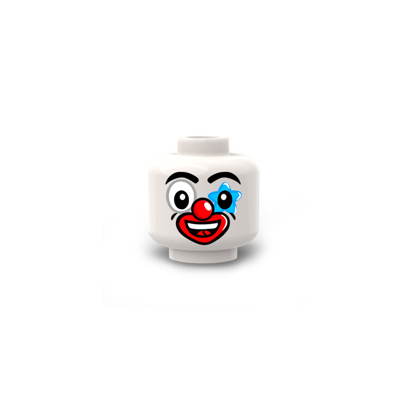 Visage Maquillage Clown Homme imprimé sur Tête Lego® Blanc