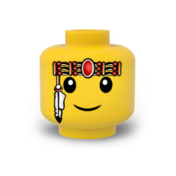 Visage Maquillage Indien imprimé sur Tête Lego® Jaune