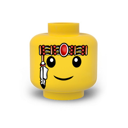 Visage Maquillage Indien imprimé sur Tête Lego® Jaune