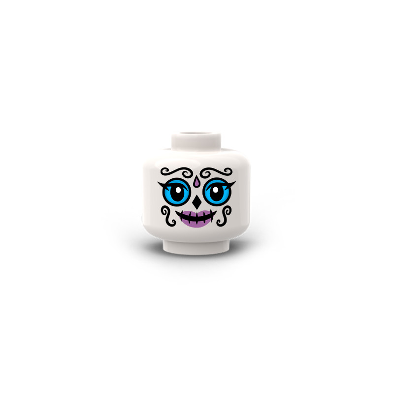 Visage Masque femme Mexicain imprimé sur Tête Lego® Blanc