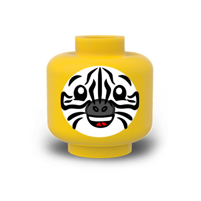 Visage Maquillage Zèbre imprimé sur Tête Lego® Jaune