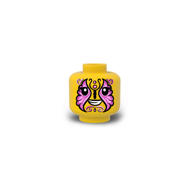 Visage Maquillage papillon imprimé sur Tête Lego® Jaune
