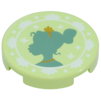 LEGO 6471795 PLATE LISSE 2X2 ROND IMPRIME DISNEY - SPRING YELLOWISH GREEN