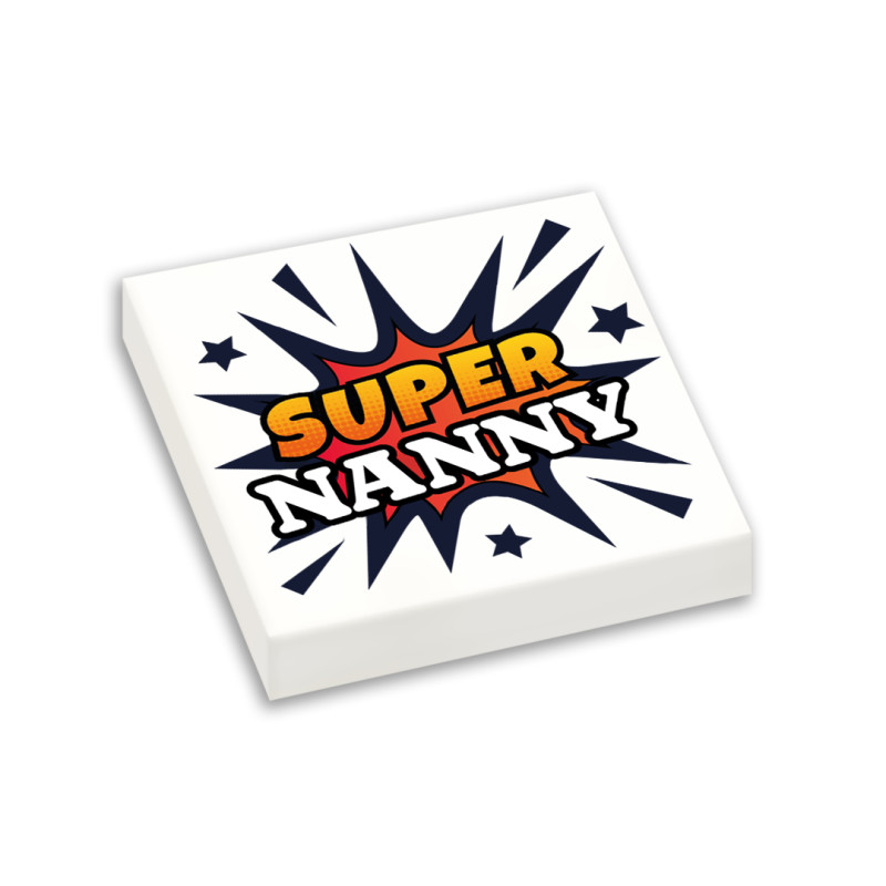 "Super Nanny" imprimée brique Lego® 2X2 - Blanc