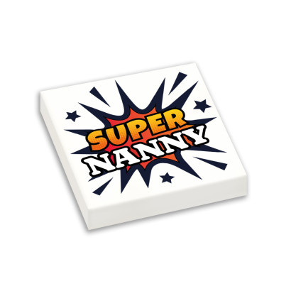 'Super Nanny' printed Lego® brick 2X2 - White