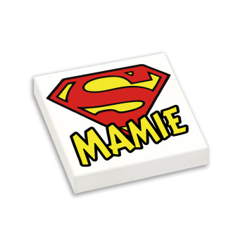 Super "Mamie" printed on Lego® 2X2 brick - White