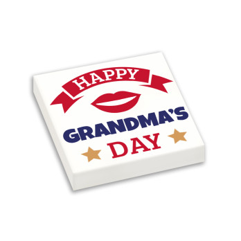 'Happy Grandma's Day' printed on Lego® 2X2 brick - White
