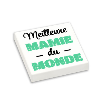 "Meilleure Mamie du monde" printed on Lego® 2X2 brick - White