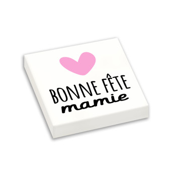 "Bonne fête mamie" printed on Lego® 2X2 brick - White