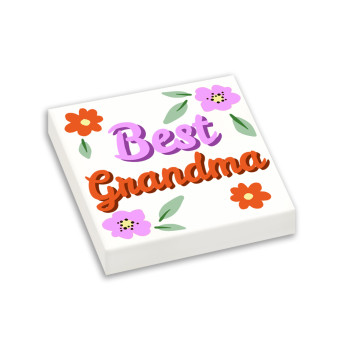 "Best Grandma" imprimée sur brique Lego® 2X2 - Blanc